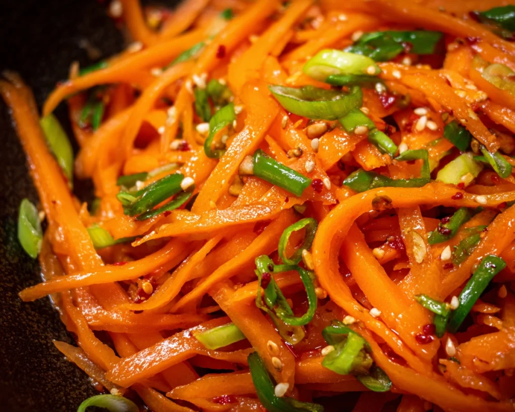 whisking dressing for carrot ribbon salad with soy sauce and sesame