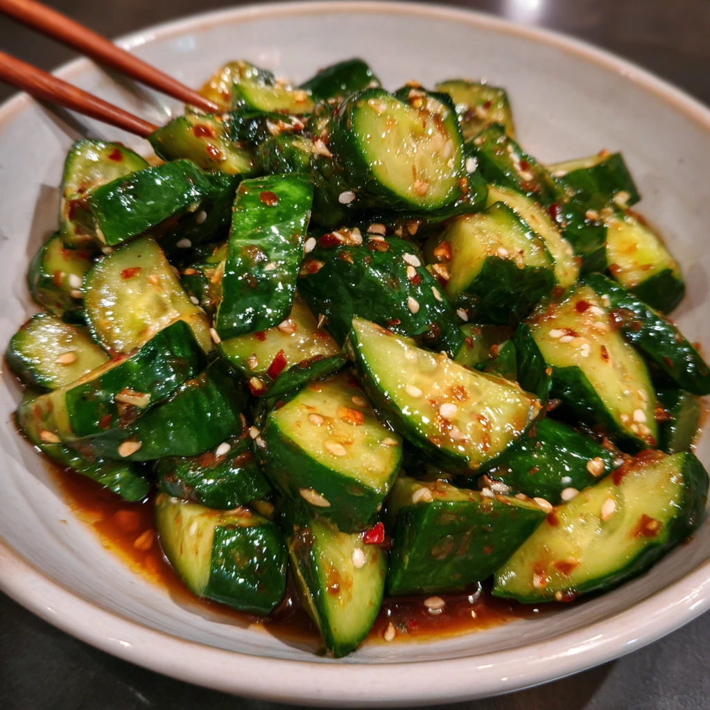 cucumber smash recipe tossed in dressing
