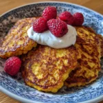 Flourless pancakes and a protein bowl made with dry curd cottage cheese