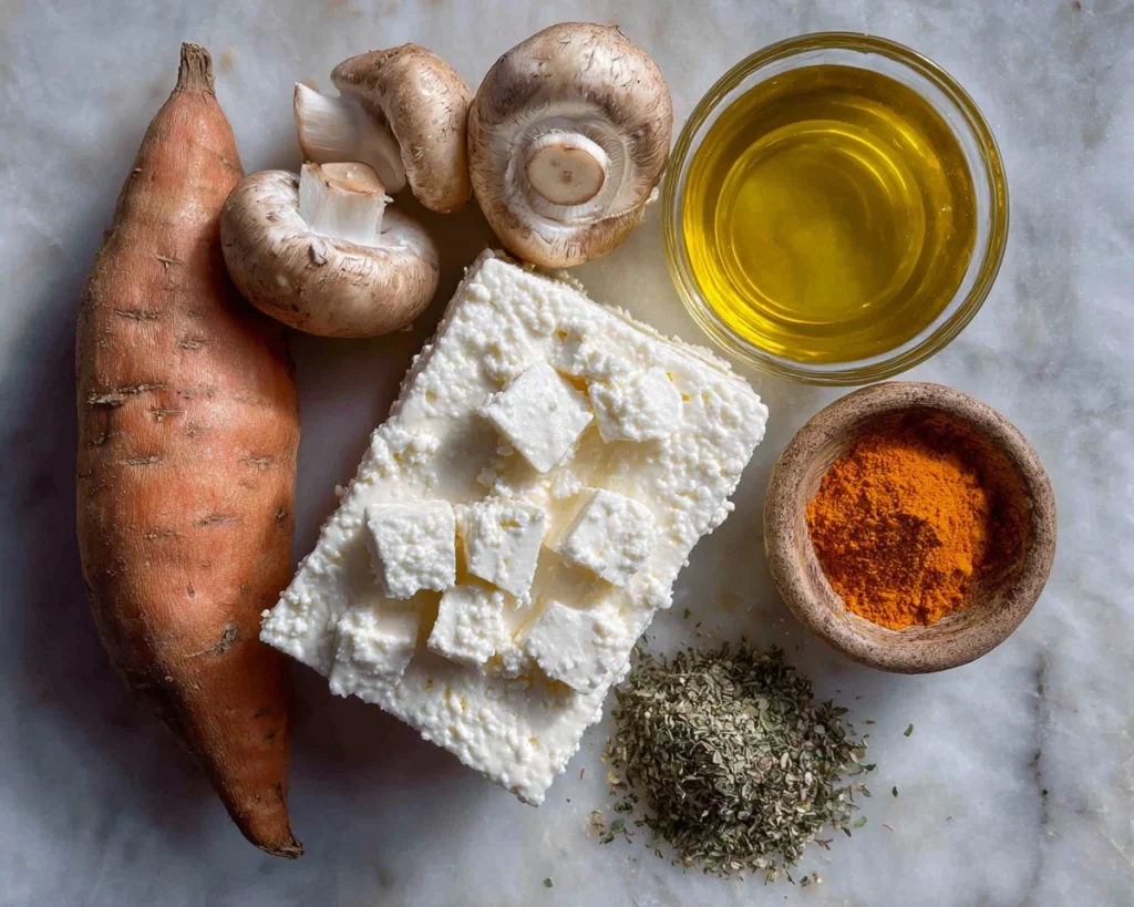 Ingredients for large curd cottage cheese bowl
