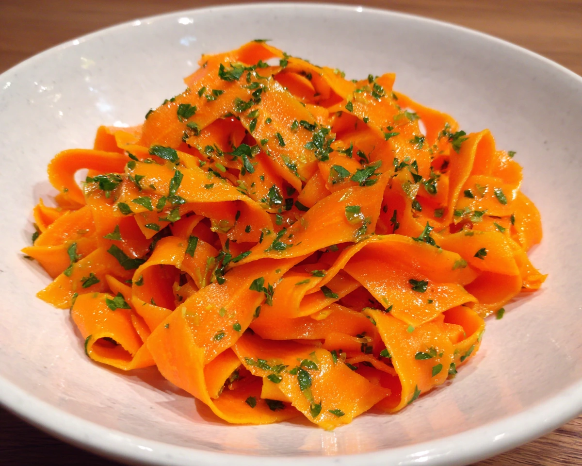 Retinol carrot salad in white bowl with scallions and sesame