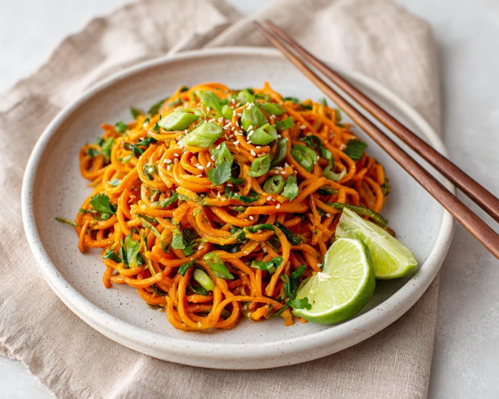 Finished carrot salad with lime and scallions