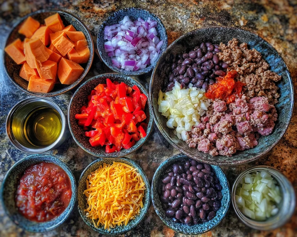 Ingredients for high protein taco bowl recipe