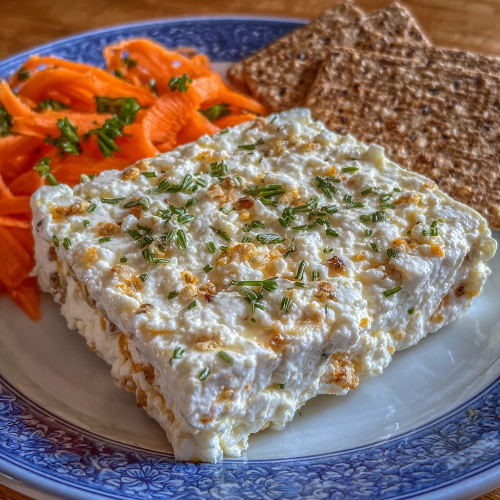 Cottage cheese with carrot salad and whole grain crackers