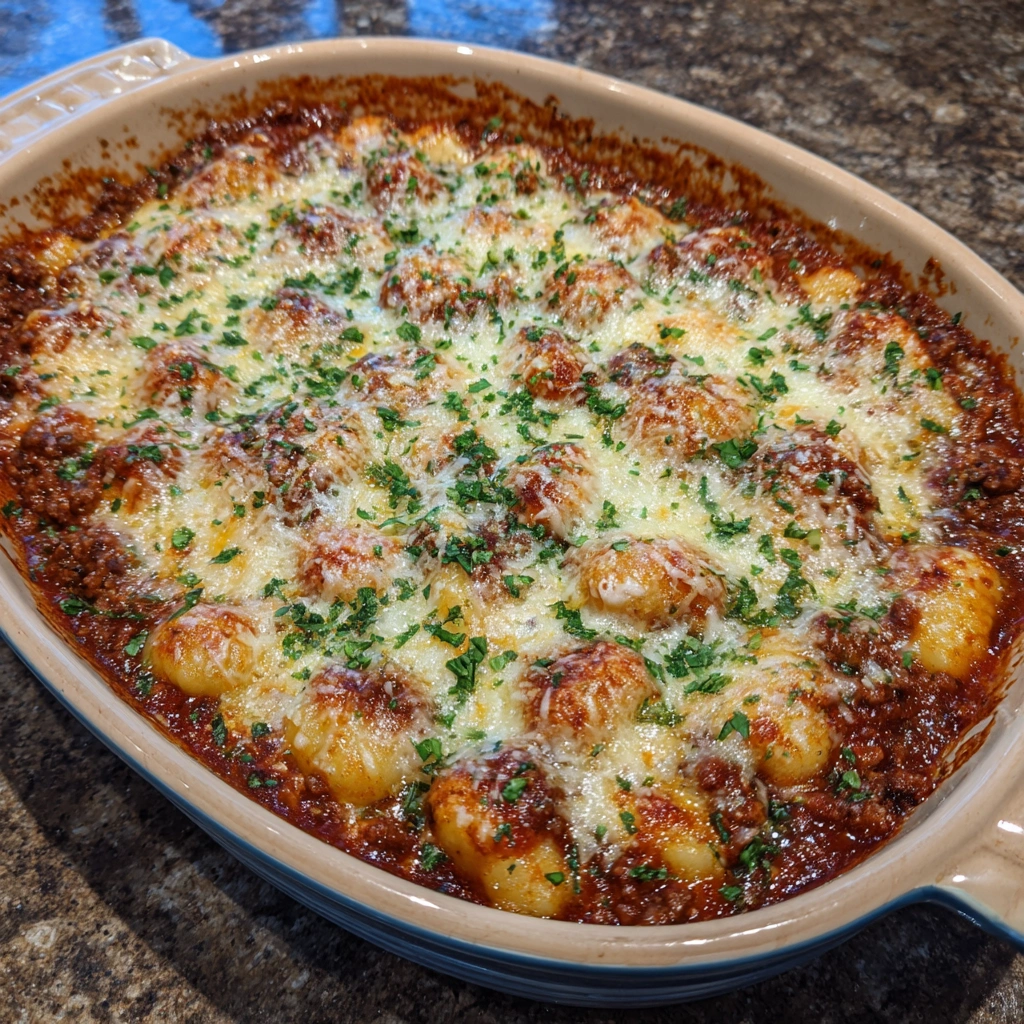 Cheesy Bolognese Gnocchi Bake