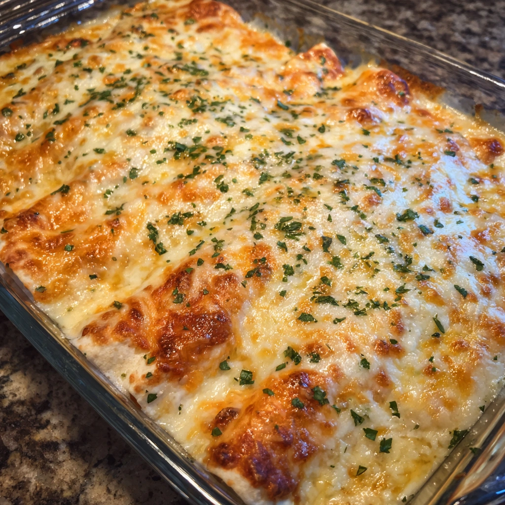 Chicken Enchiladas with Sour Cream White Sauce