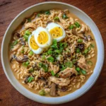 Fire Chicken Ramen with Creamy Garlic Sauce