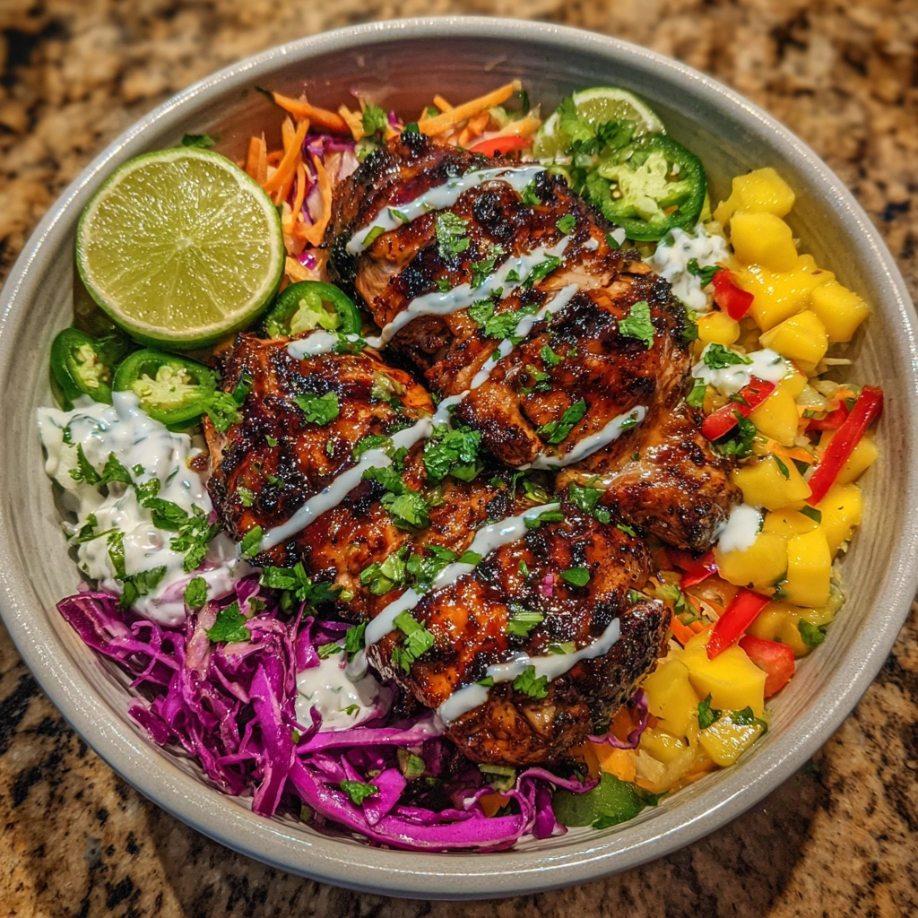 Jerk Chicken and Mango Slaw