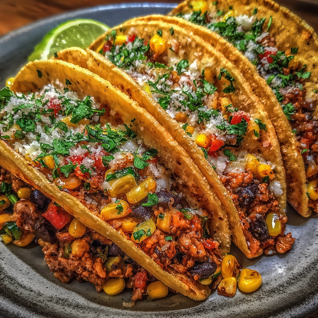 Gesunde Ofengerichte mit buntem Taco-Topping auf weicher Süßkartoffel.
