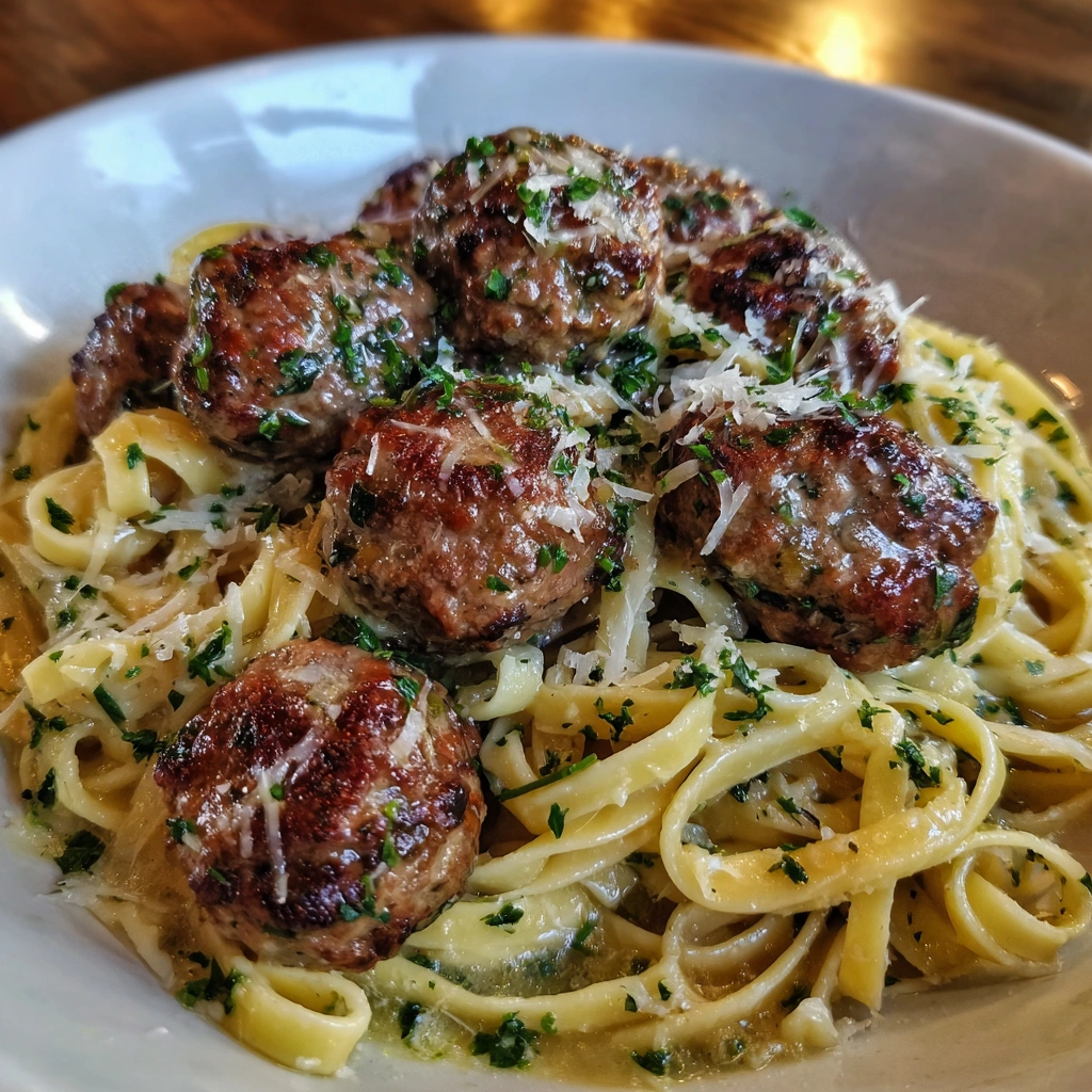 Parmesan Linguine and Garlic Butter Meatballs Quick Comfort Food