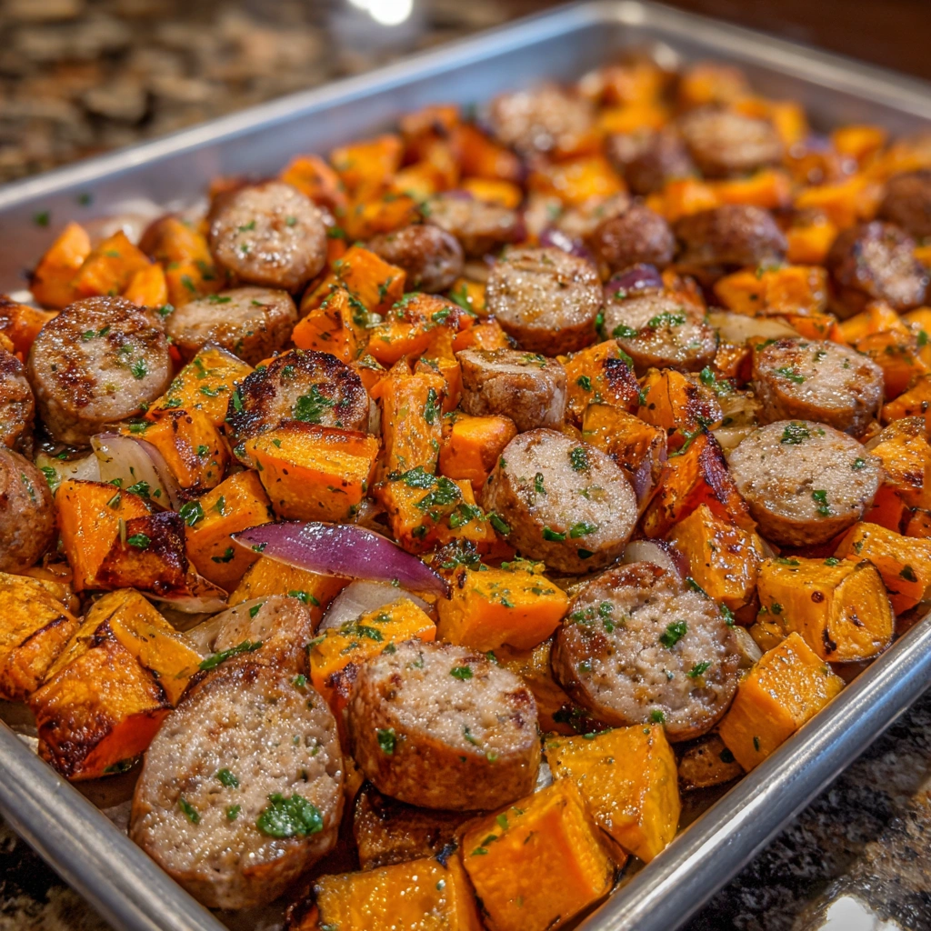 Sausage and Sweet Potatoes with Honey Garlic Sauce Recipe