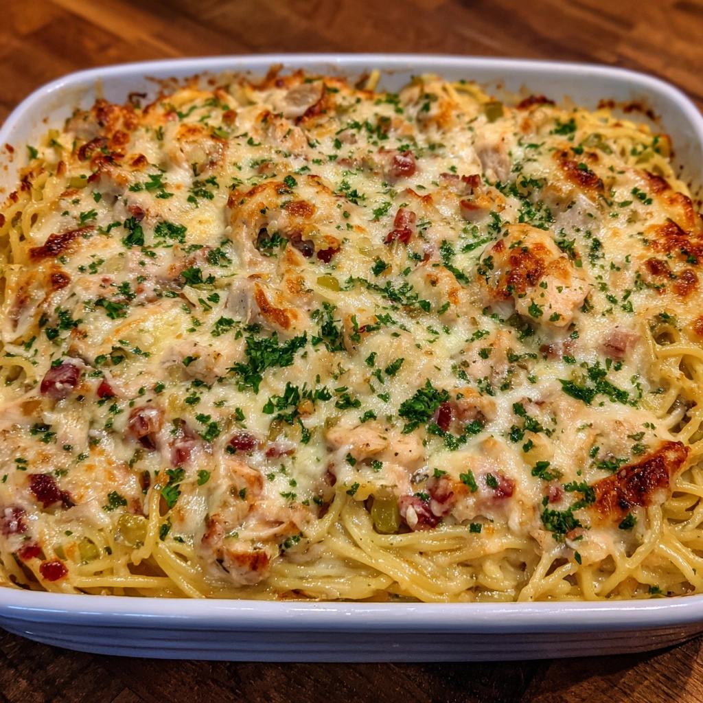 Spicy Southern Chicken Spaghetti Casserole