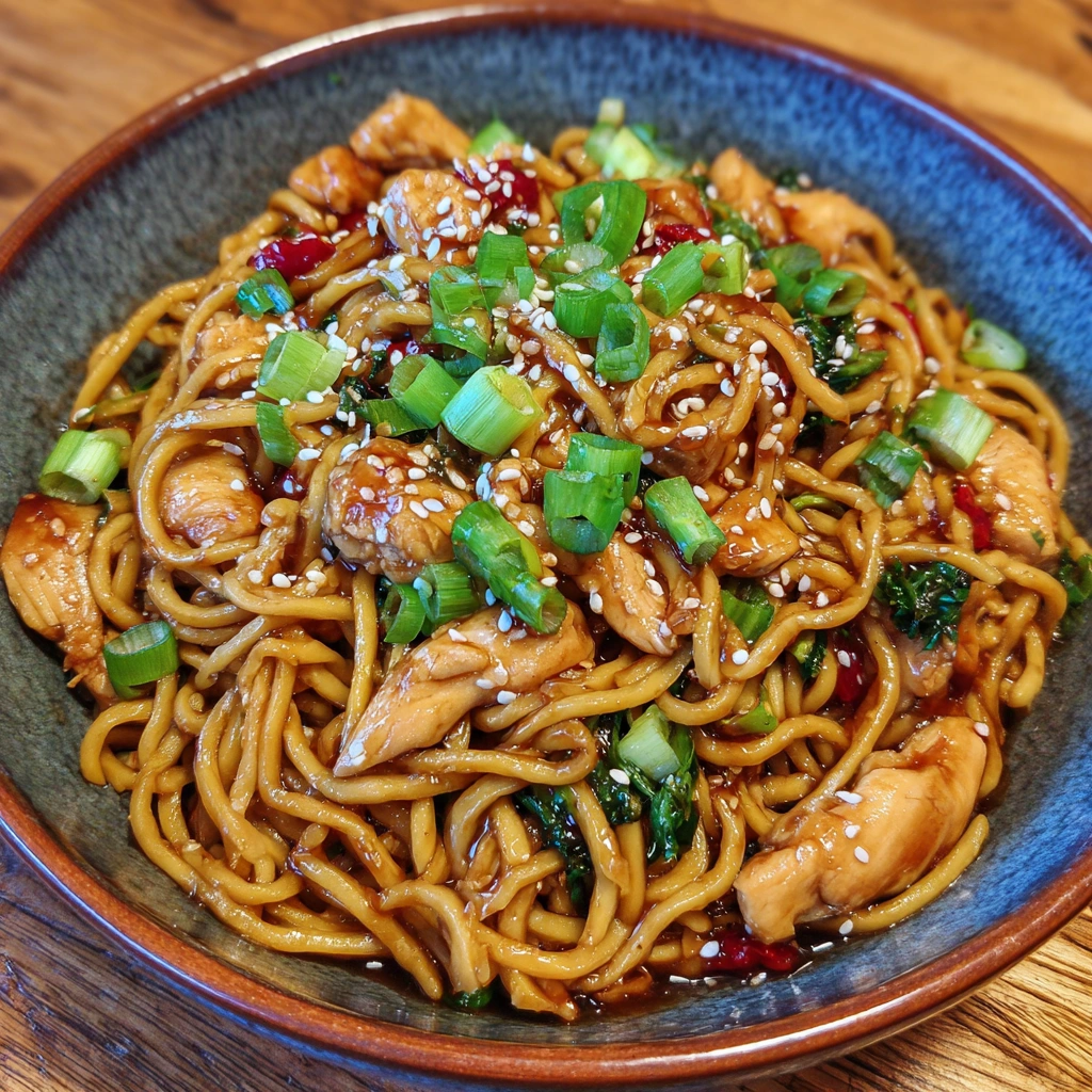 Sticky Garlic Chicken Noodles