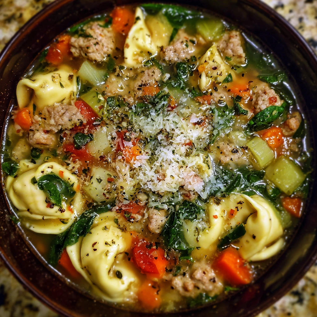Autumn Tortellini Soup With Turkey Sausage