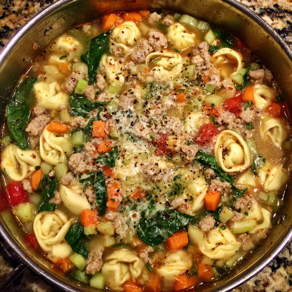 Autumn Tortellini Soup With Turkey Sausage