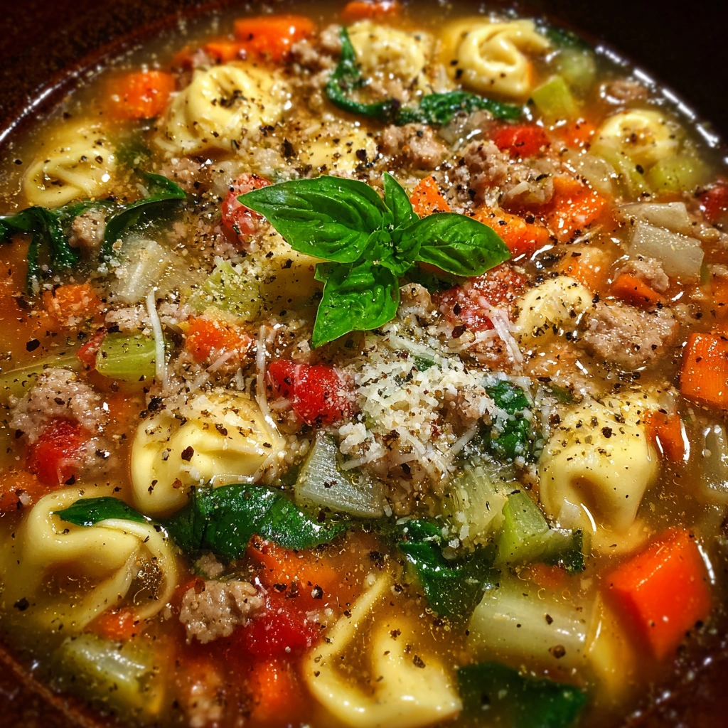 Autumn Tortellini Soup With Turkey Sausage