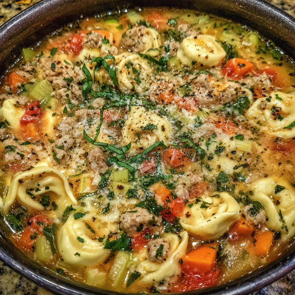 Autumn Tortellini Soup With Turkey Sausage