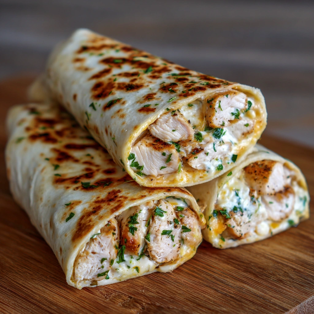 Cheesy Garlic Chicken Wraps