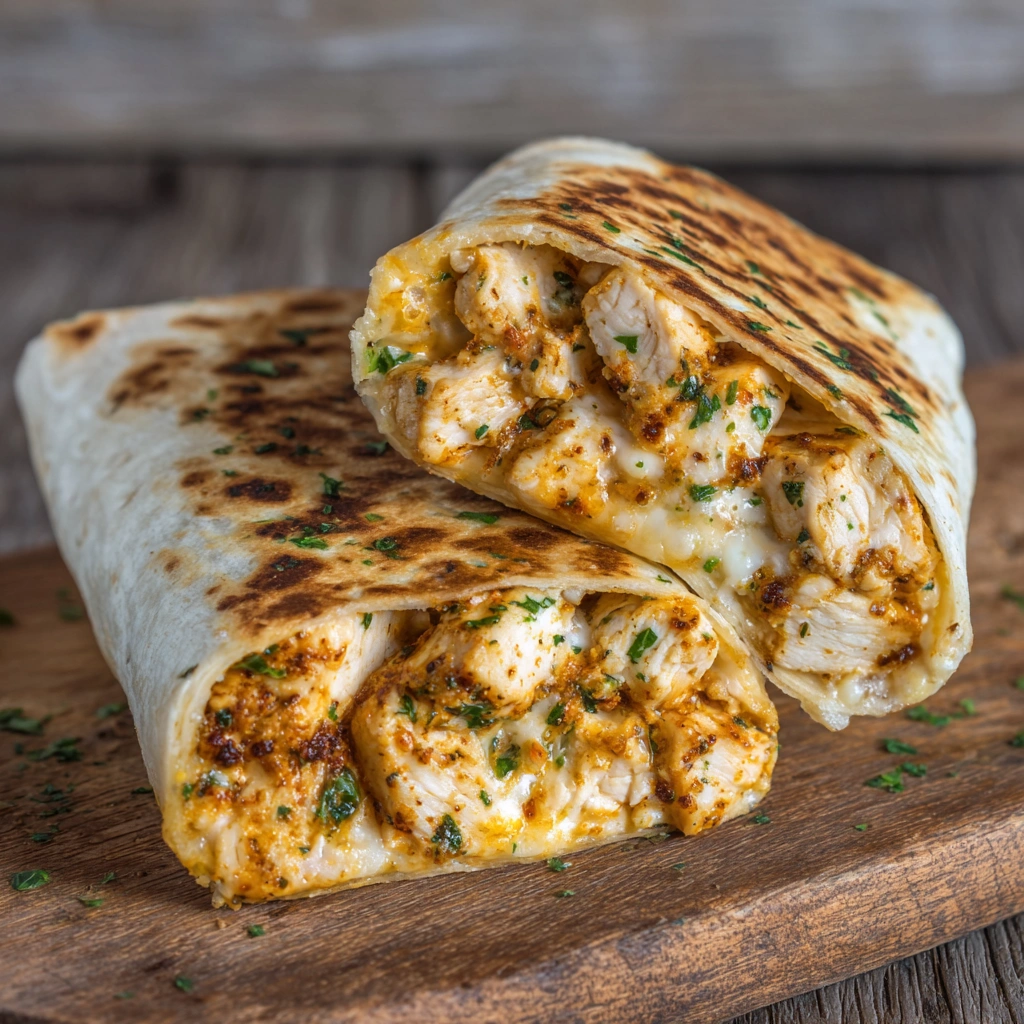 Cheesy Garlic Chicken Wraps