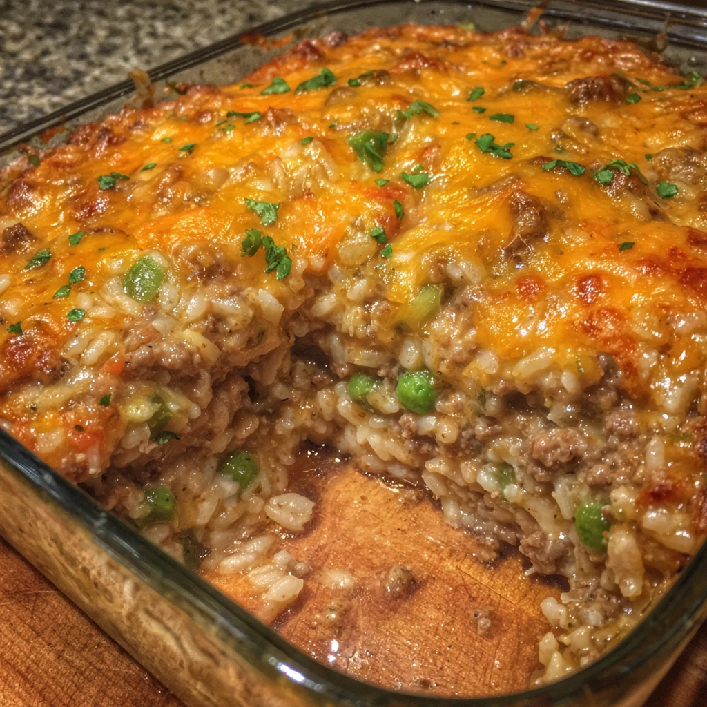 Cheesy Hamburger Rice Casserole