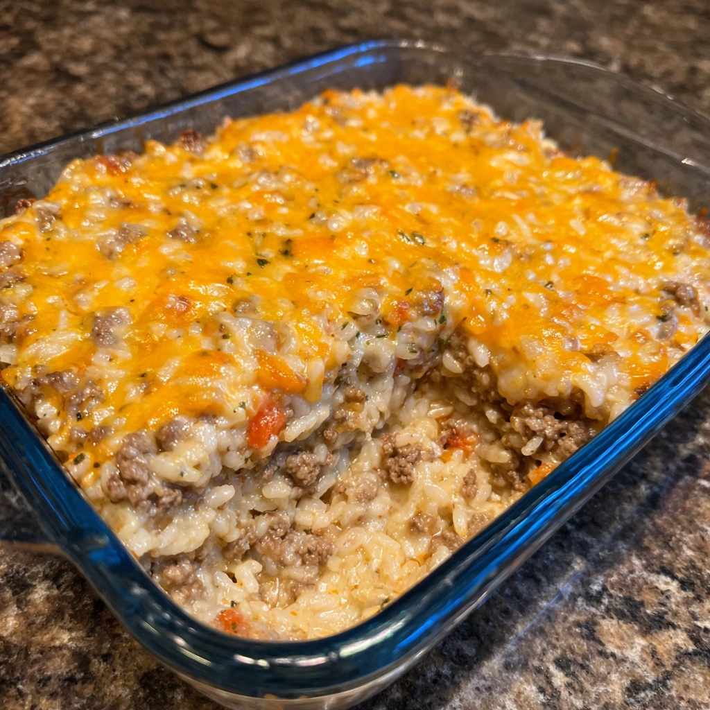 Cheesy Hamburger Rice Casserole