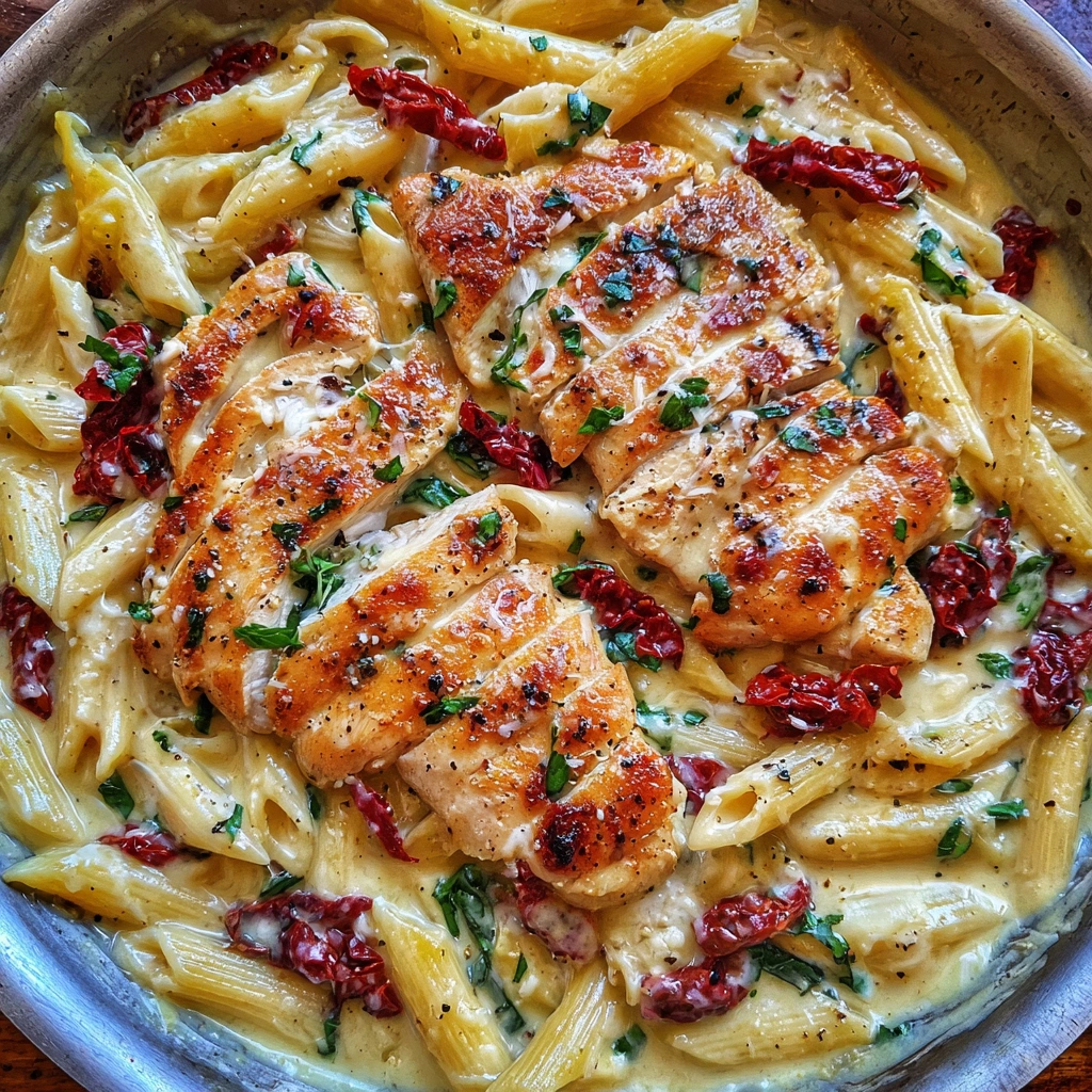 Chicken Mozzarella Pasta with Sun-Dried Tomatoes