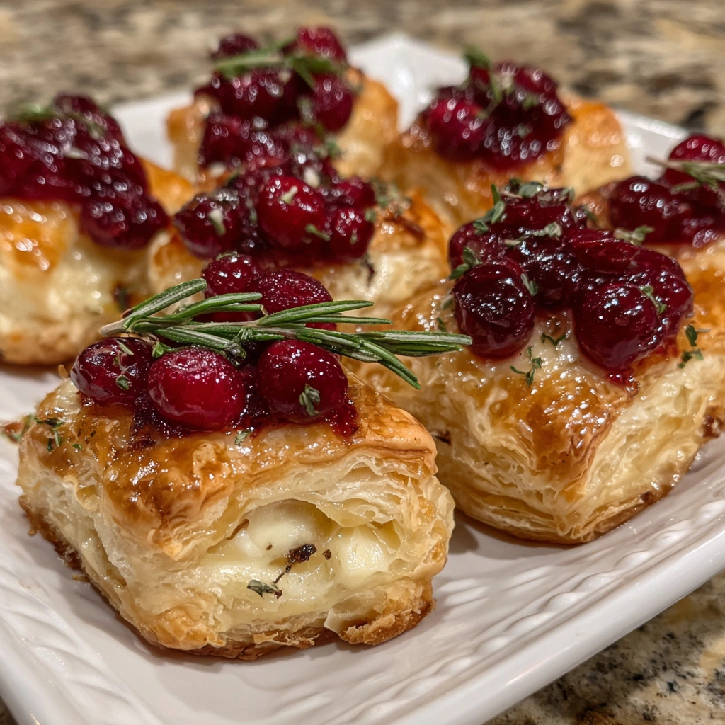 Cranberry Brie Puff Pastry Bites
