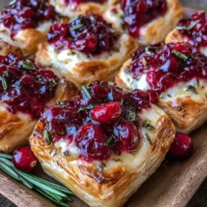 Cranberry Brie Puff Pastry Bites