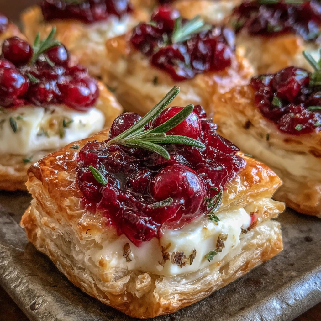 Cranberry Brie Puff Pastry Bites