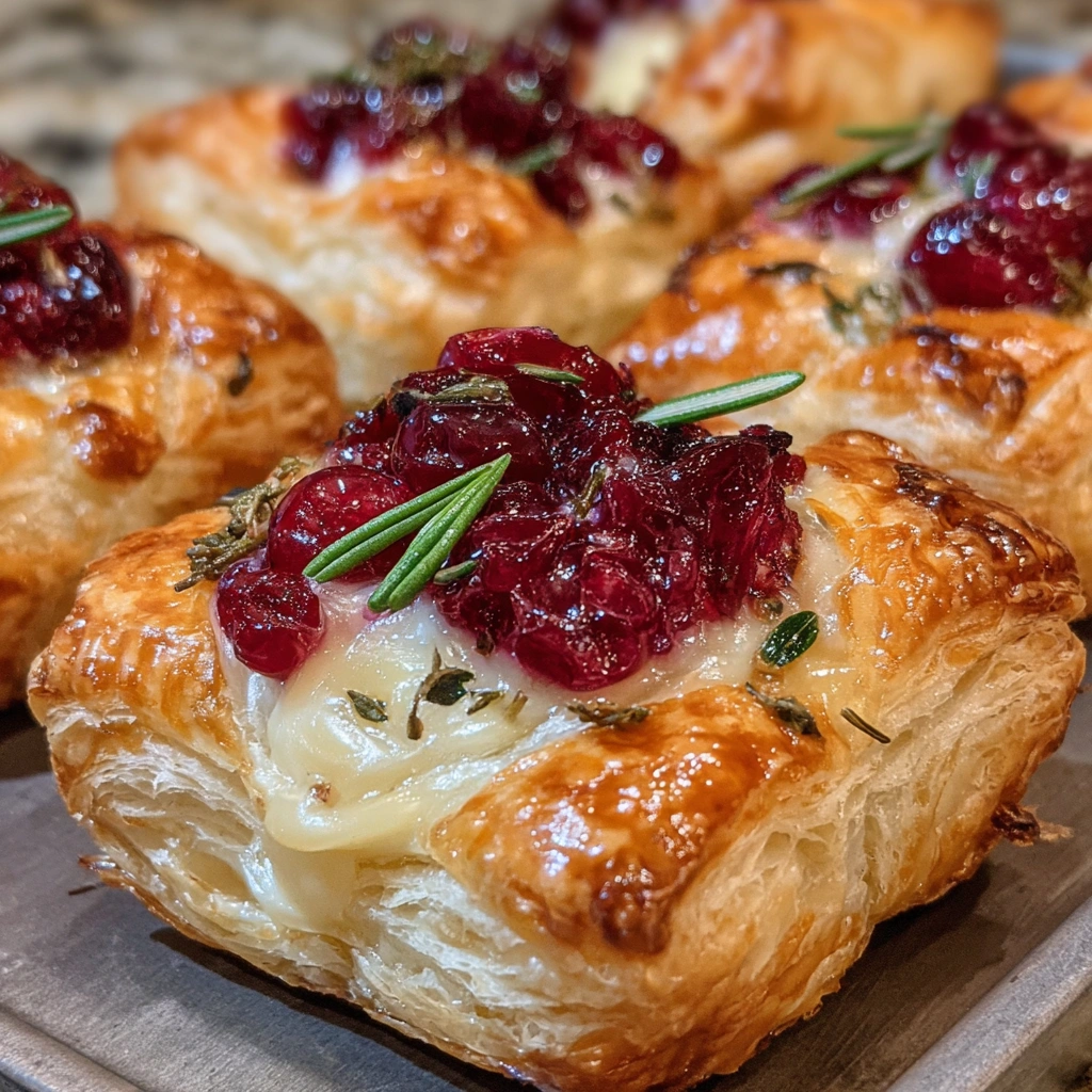 Cranberry Brie Puff Pastry Bites