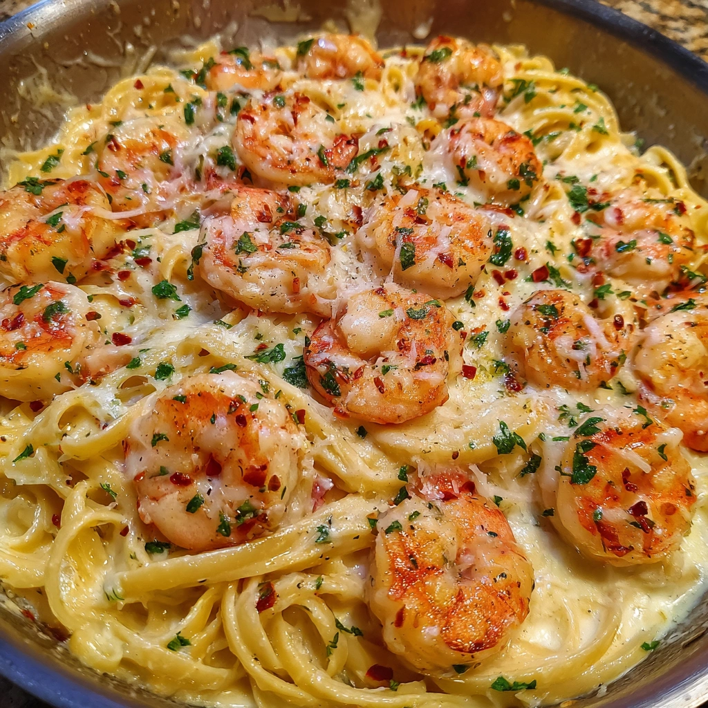 Creamy Mozzarella Shrimp Pasta