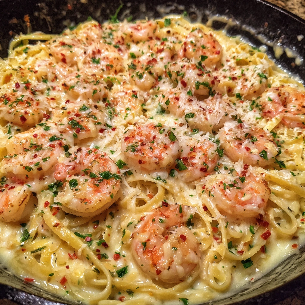 Creamy Mozzarella Shrimp Pasta