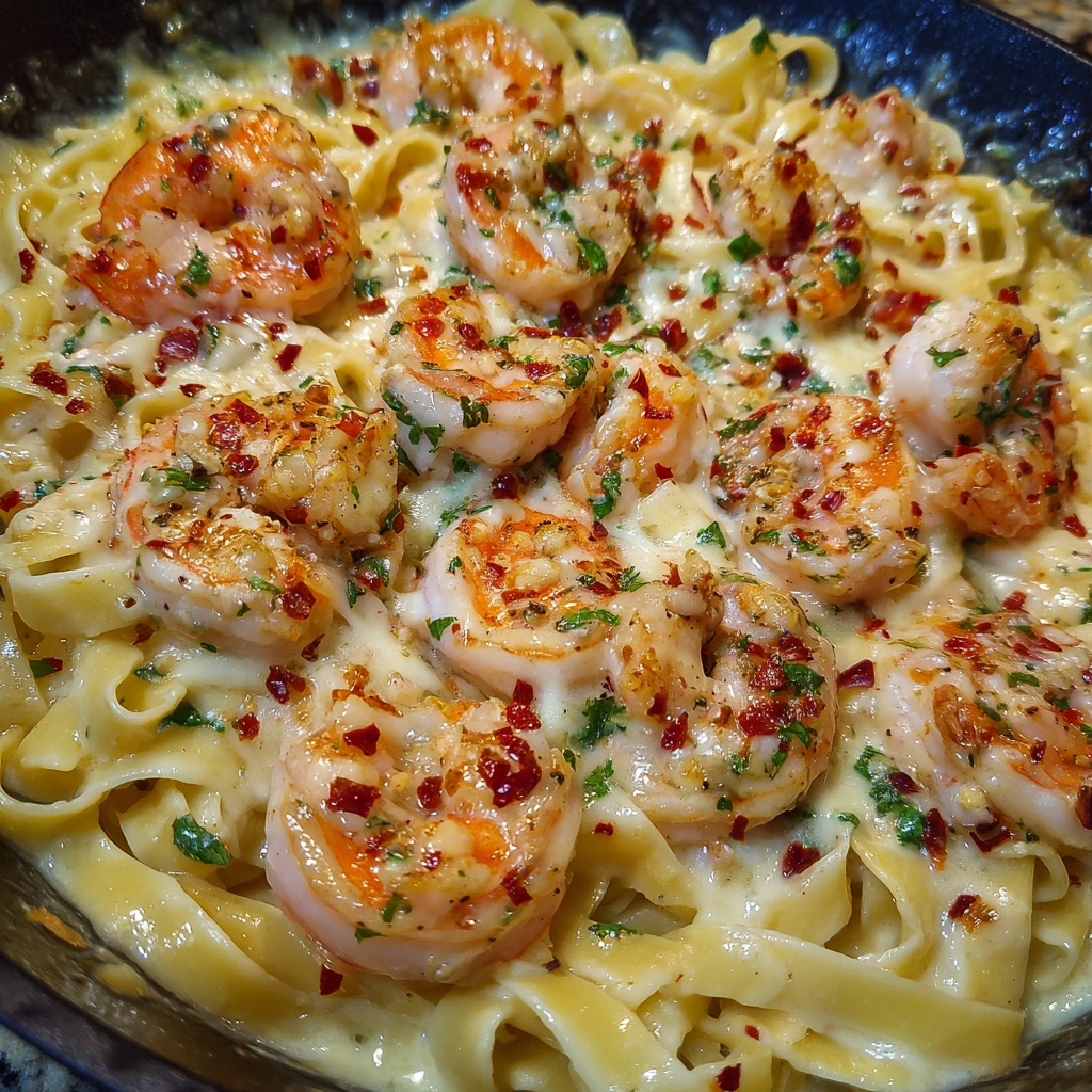 Creamy Mozzarella Shrimp Pasta