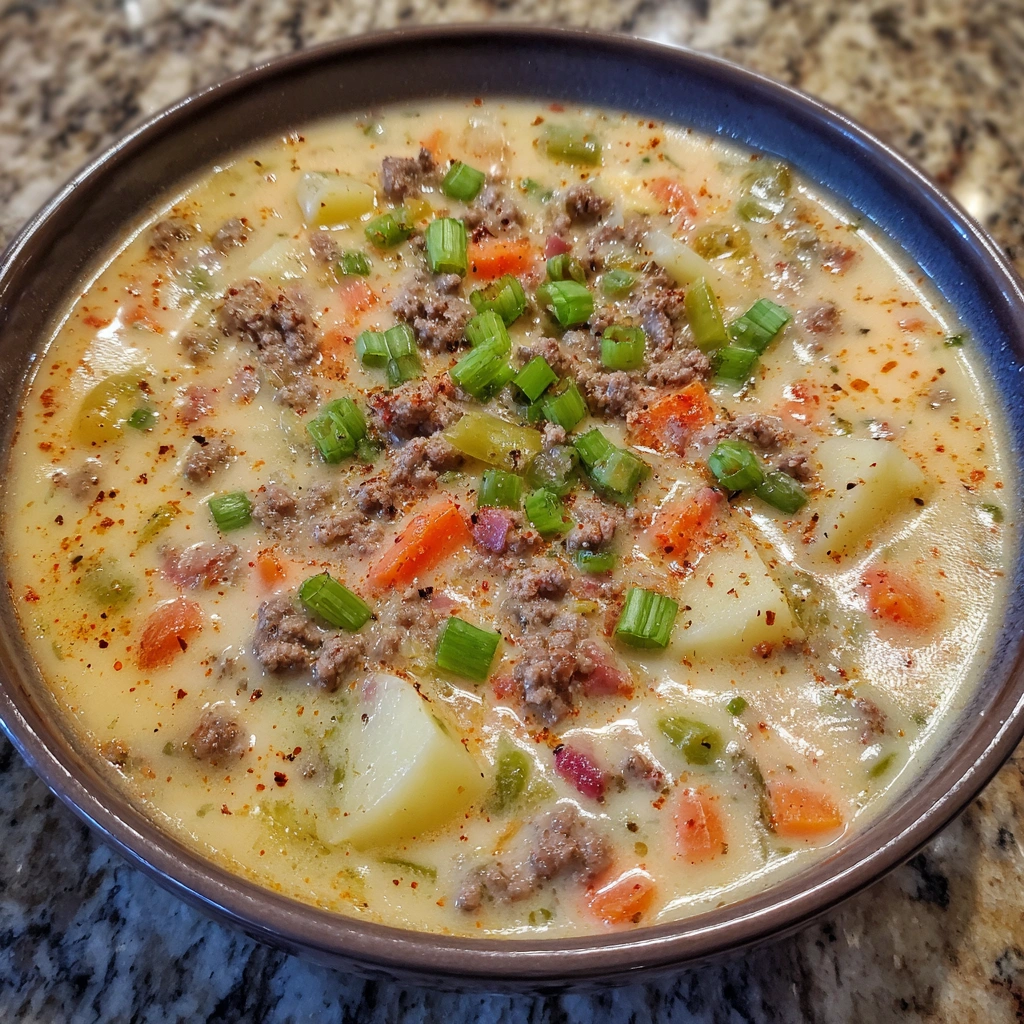 Creamy Potato and Hamburger Soup