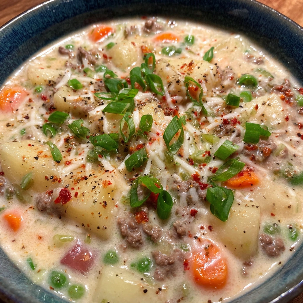 Creamy Potato and Hamburger Soup