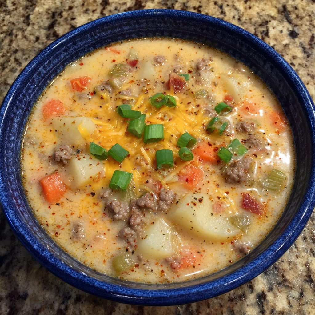 Creamy Potato and Hamburger Soup