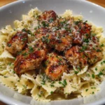 Garlic Butter Chicken Bites with Creamy Parmesan Pasta