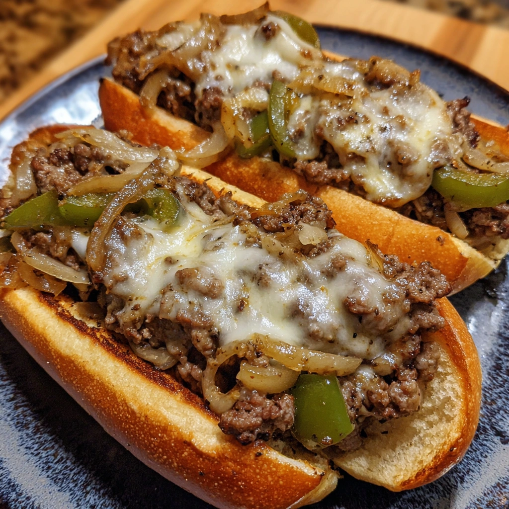 Ground Beef Philly Cheesesteaks