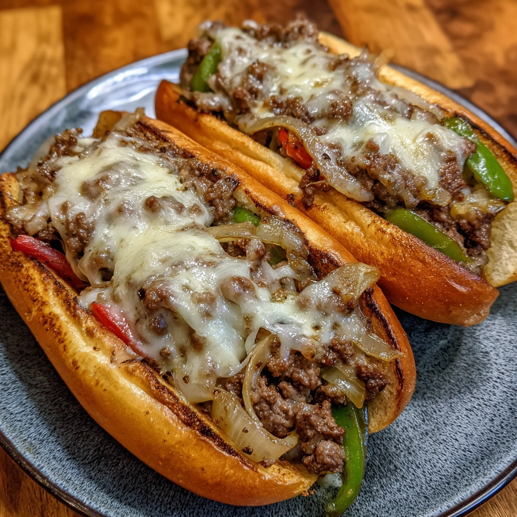 Ground Beef Philly Cheesesteaks
