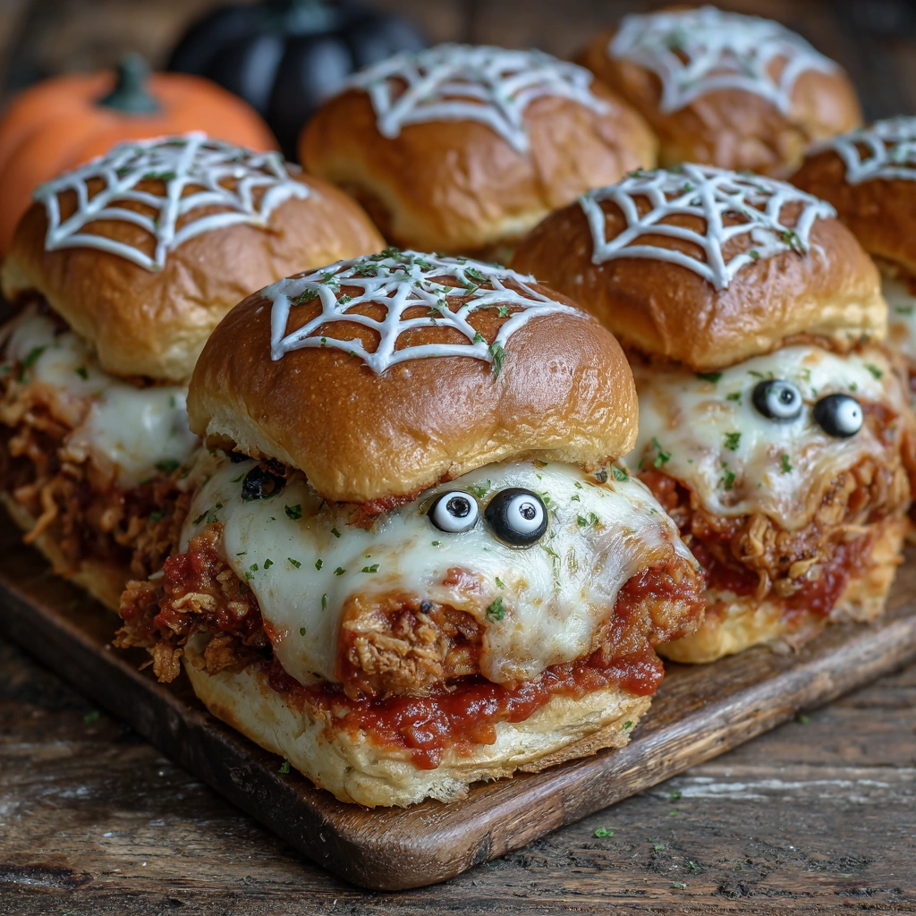 Halloween Chicken Parm Sliders