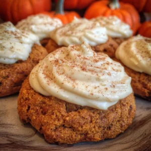 Soft Pumpkin Cookies with Cinnamon Frosting