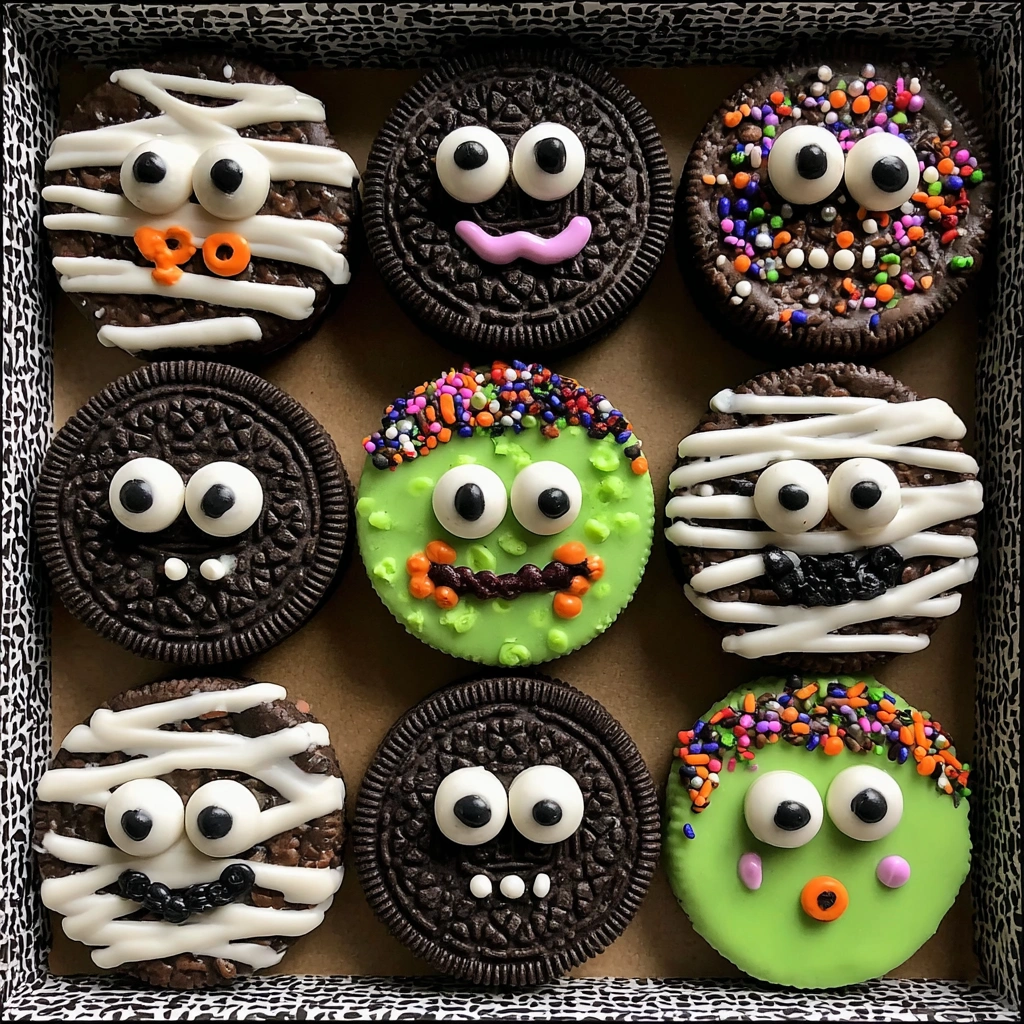 Spooky Scary Halloween Chocolate Dipped Oreo Cookies