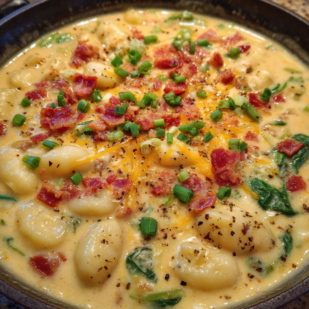 Turkey Bacon Cheddar Gnocchi Soup