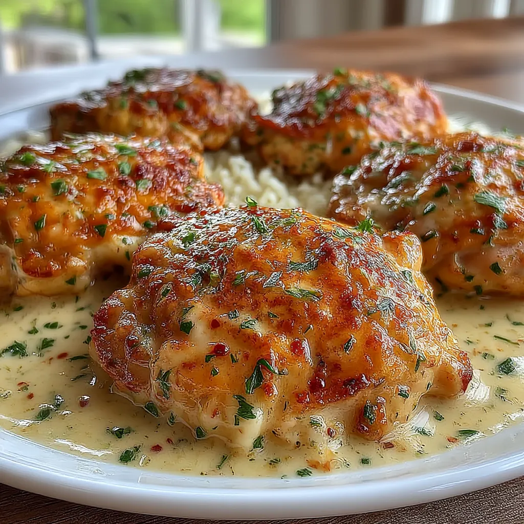 Creamy Oven Baked Chicken Thighs