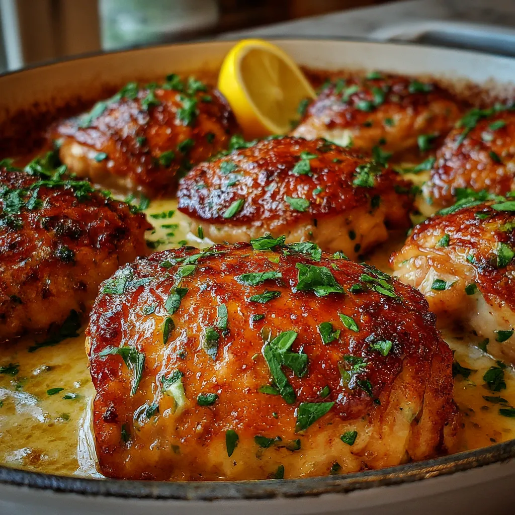Creamy Oven Baked Chicken Thighs
