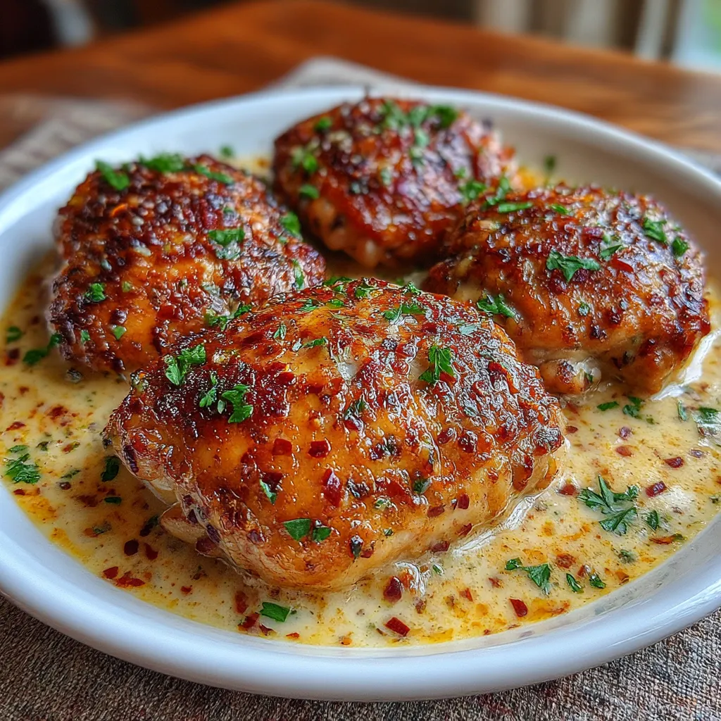 Creamy Oven Baked Chicken Thighs