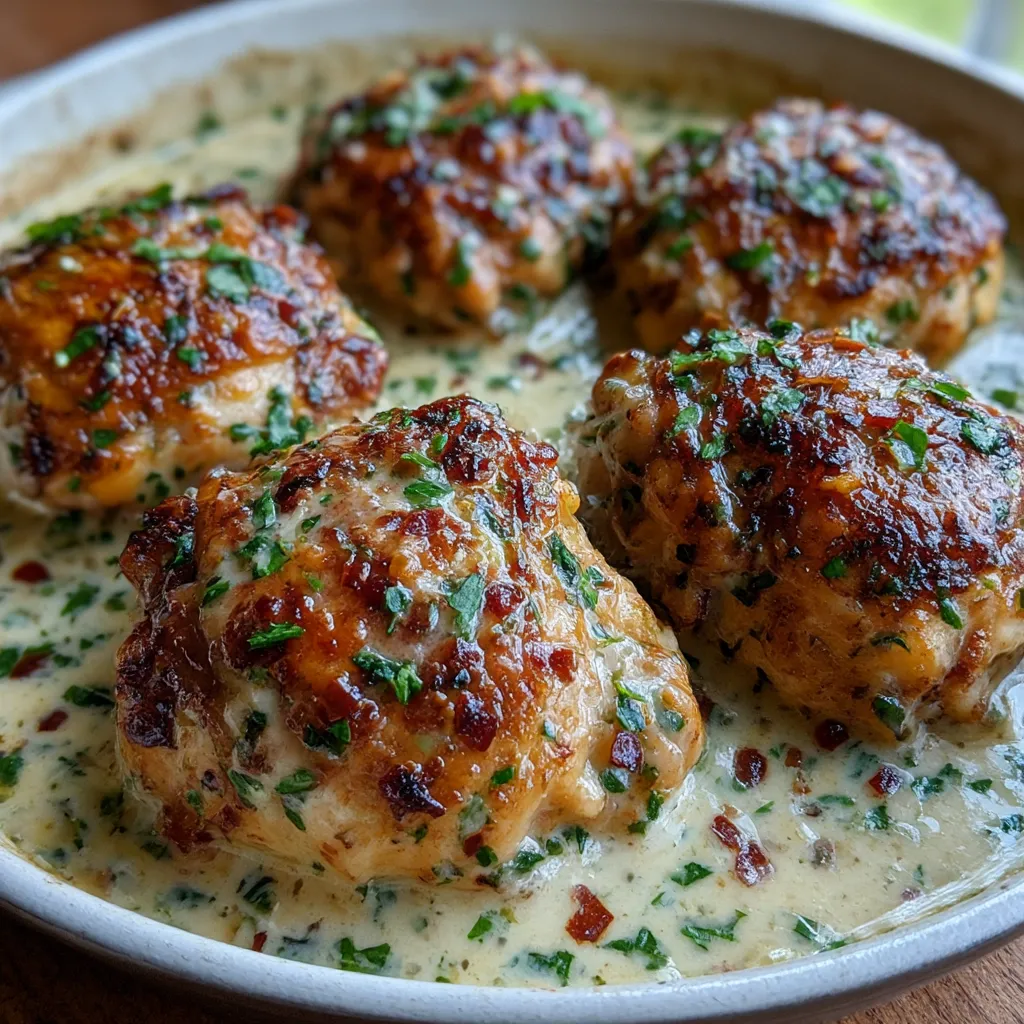Creamy Oven Baked Chicken Thighs
