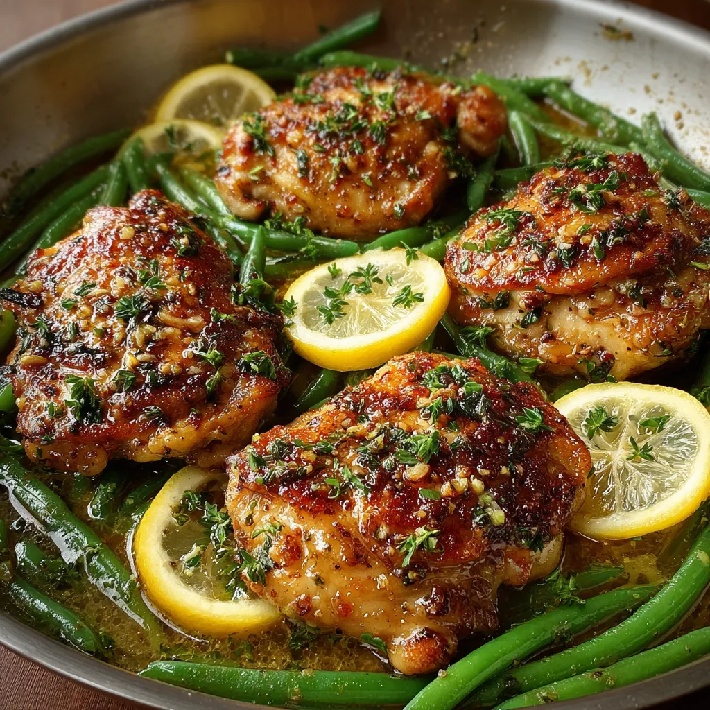 Lemon Garlic Butter Chicken Thighs and Green Beans
