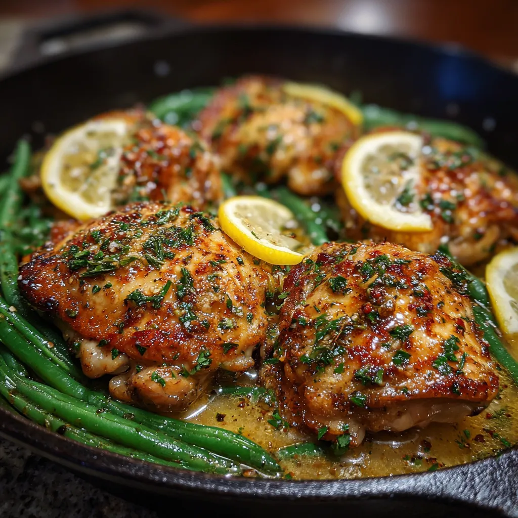 Lemon Garlic Butter Chicken Thighs and Green Beans
