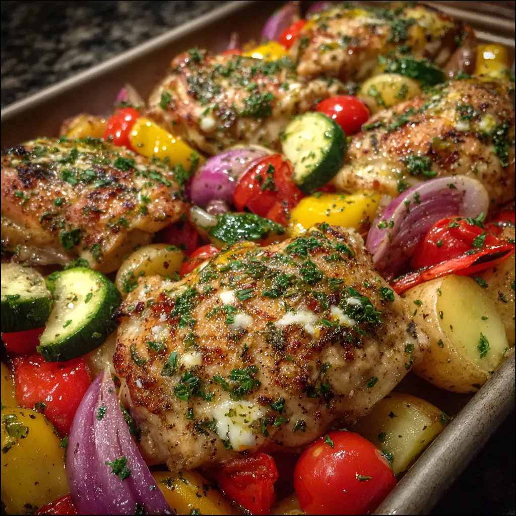 Lemon Garlic Butter Chicken Thighs and Green Beans